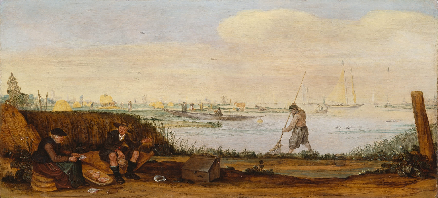 River Landscape with Boats and Fishermen by Arent Arentsz (Cabel)